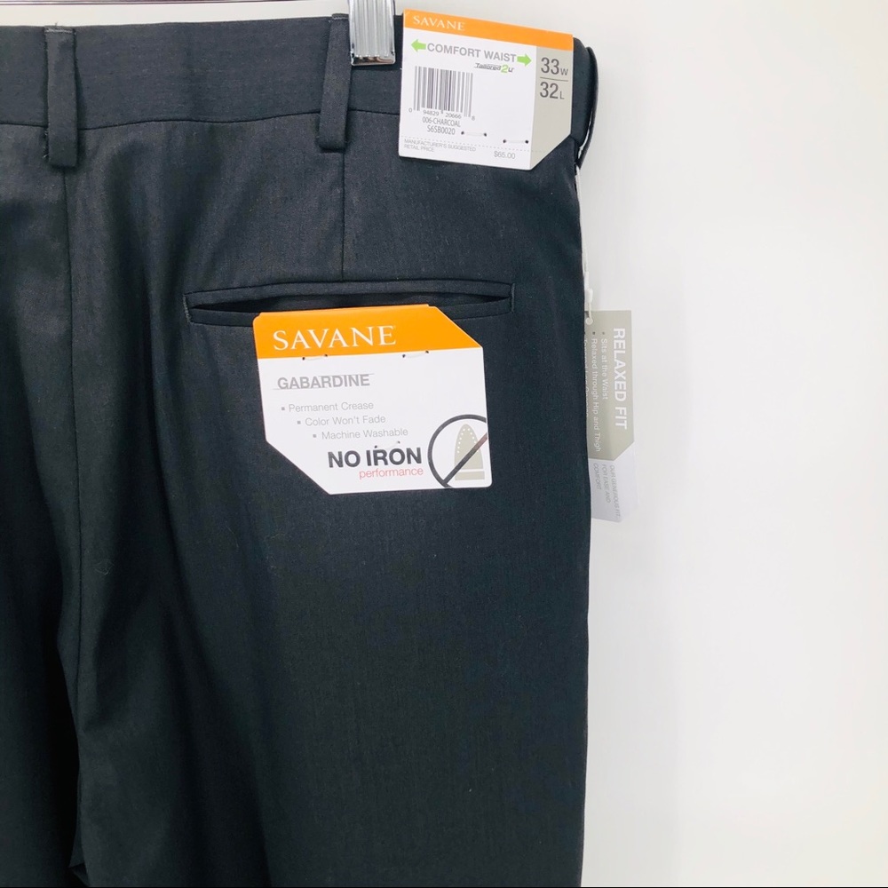 SAVANE No Iron Performance Relaxed Fit Pants 33 32